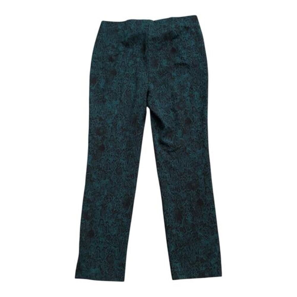 Chicos Pull On Pants Womens Size 1.5 US 10 Green Black Snakeskin Print Stretch